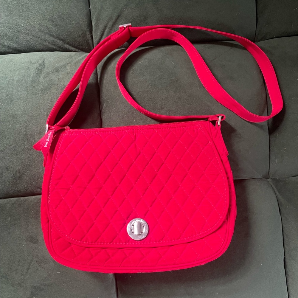 Vera Bradley Red Quilted Turnlock Shoulder Crossbody Bag